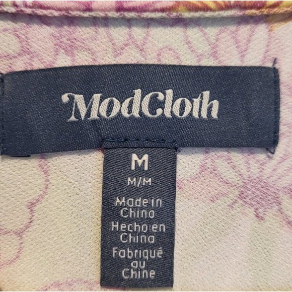 New Modcloth Marvelous Flower Medley Surplice Dress Pink Yellow Sz M - Picture 5 of 7